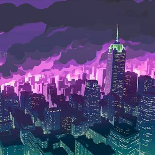 Anime city skyline wallpaper