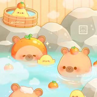 Kawaii capybara wallpaper