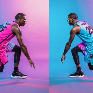 Pink blue basketball desktop wallpaper