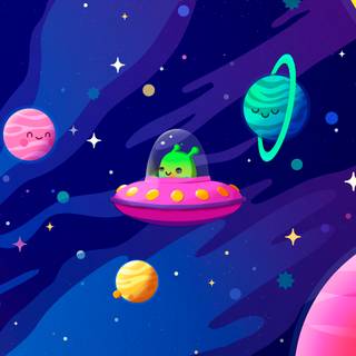 Cute space desktop wallpaper