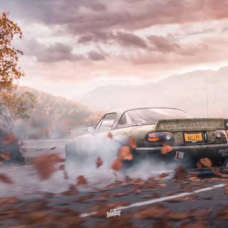 Autumn car 4k wallpaper