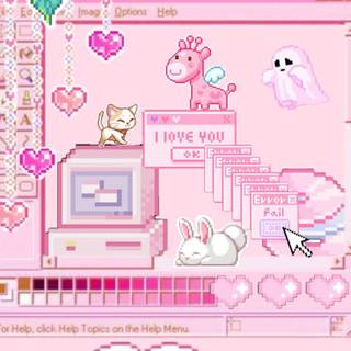 Pixel art pink wallpaper