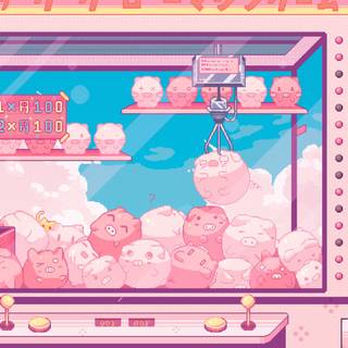 Pixel art pink wallpaper