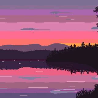 Pixel art pink wallpaper