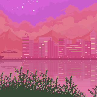 Pixel art pink wallpaper