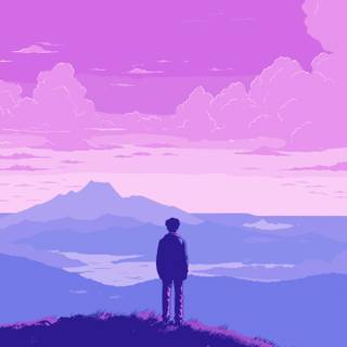 Pixel art pink wallpaper