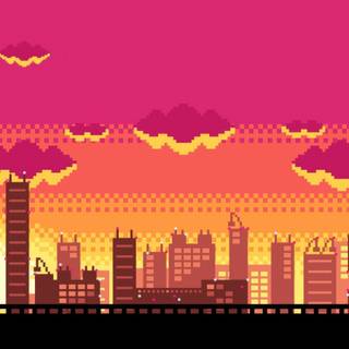 Pixel art pink wallpaper