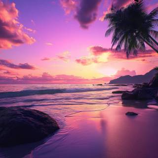 Summer beach palm tree wallpaper