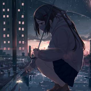 Sad anime girls phone wallpaper