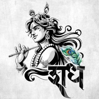 Black and white Krishna wallpaper