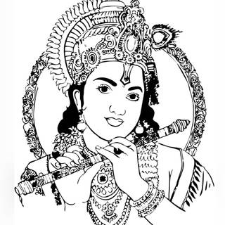 Black and white Krishna wallpaper