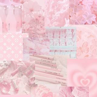 Aesthetic pink collage wallpaper