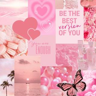 Aesthetic pink collage wallpaper