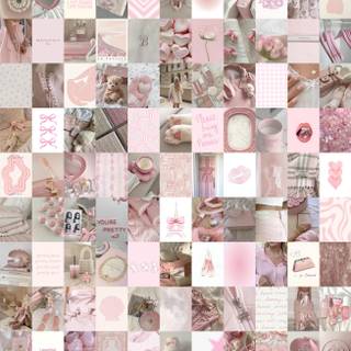Aesthetic pink collage wallpaper