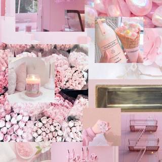 Aesthetic pink collage wallpaper