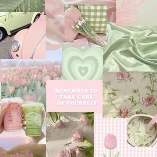 Aesthetic pink collage wallpaper