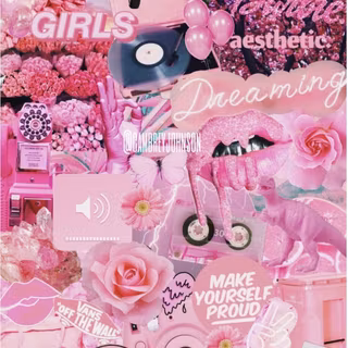 Aesthetic pink collage wallpaper
