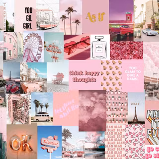 Aesthetic pink collage wallpaper