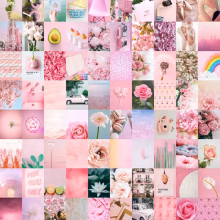 Aesthetic pink collage wallpaper