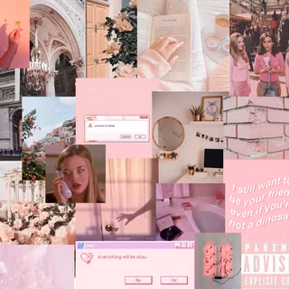 Aesthetic pink collage wallpaper