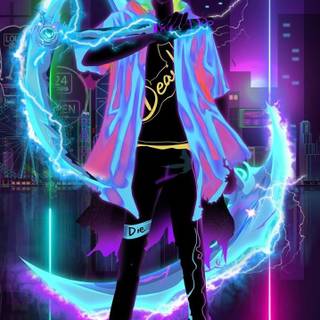 Cool neon anime male wallpaper