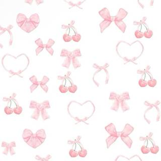 Cherries and bows wallpaper
