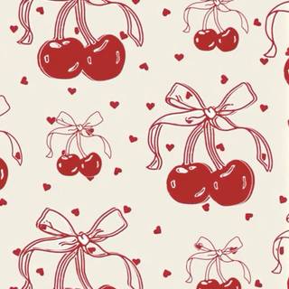 Cherries and bows wallpaper