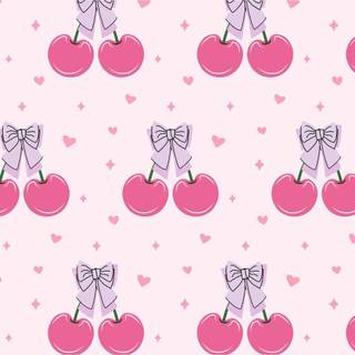 Cherries and bows wallpaper