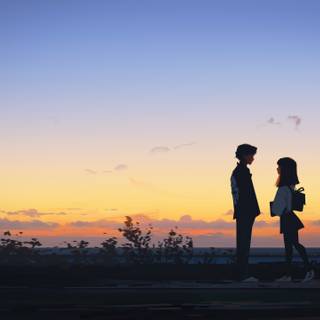 Sunset couple wallpaper