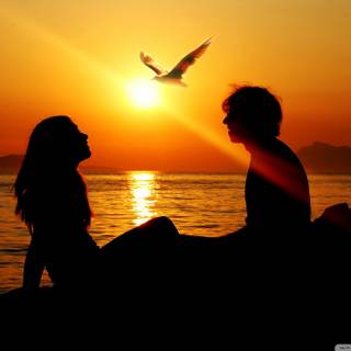 Sunset couple wallpaper