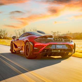 McLaren 765LT orange on road wallpaper