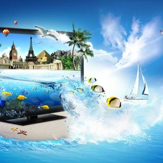 Beach collage computer wallpaper