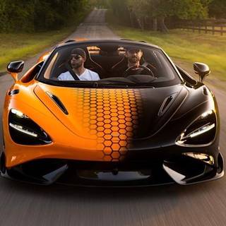 McLaren 765LT orange on road wallpaper