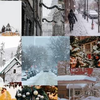 Winter cozy collage wallpaper