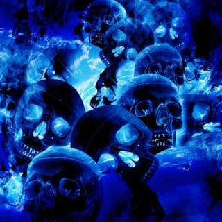 Neon blue skulls wallpaper