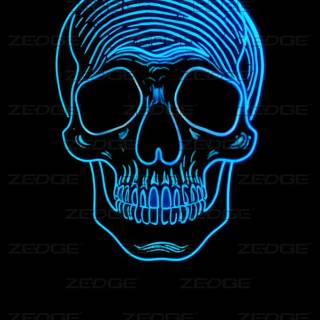 Neon blue skulls wallpaper