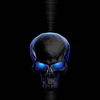Neon blue skulls wallpaper