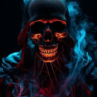 Neon blue skulls wallpaper