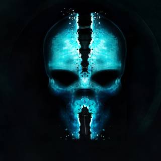 Neon blue skulls wallpaper