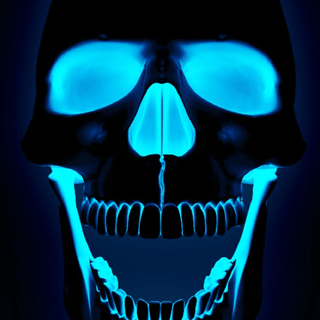 Neon blue skulls wallpaper