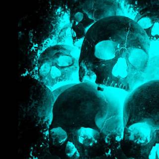 Neon blue skulls wallpaper