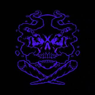 Neon blue skulls wallpaper
