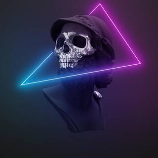Neon blue skulls wallpaper