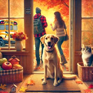 Cozy autumn dogs wallpaper