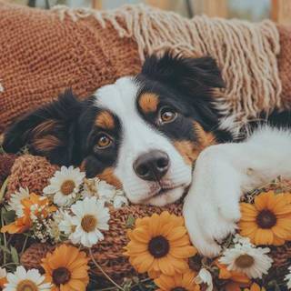 Cozy autumn dogs wallpaper