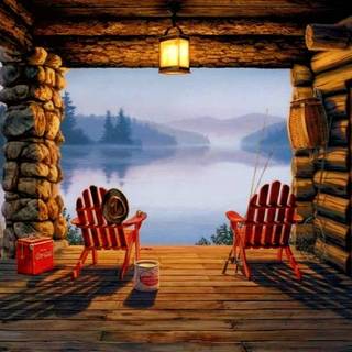 Wood house wallpaper