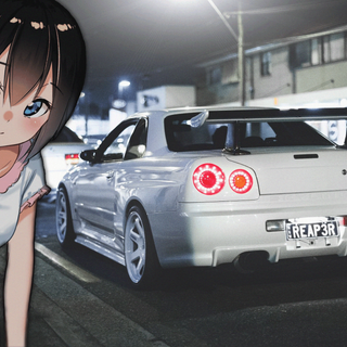 Anime girl and car wallpaper