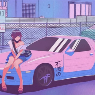 Anime girl and car wallpaper