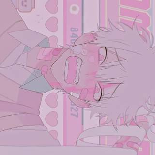 Anime boy pink wallpaper