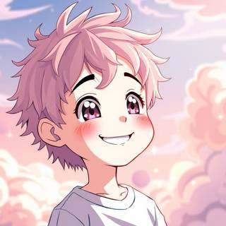 Anime boy pink wallpaper